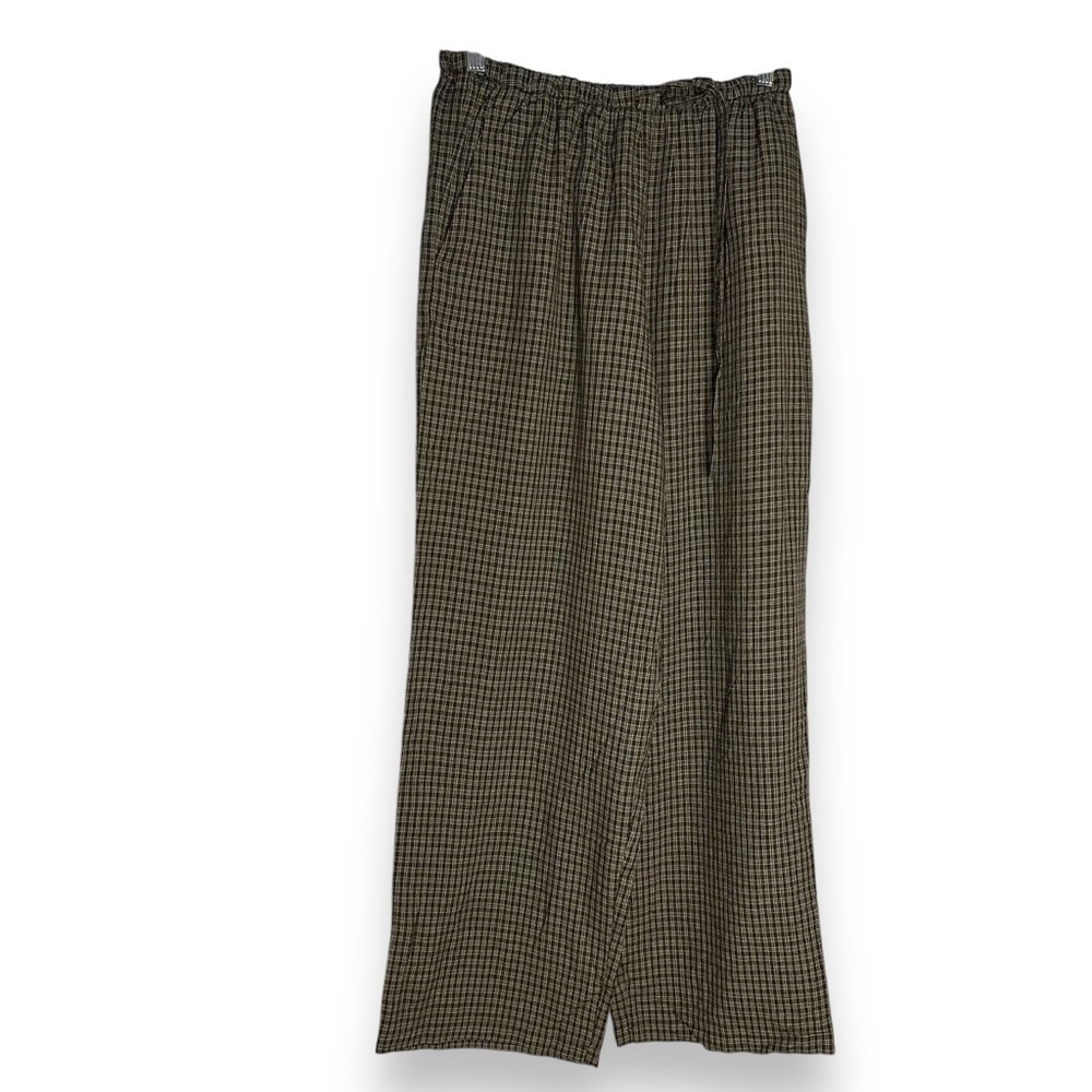 Eileen Fisher Checkered Pull On Pants Size Small Rayon Elastic Waist